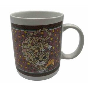 Vtg Lauffer By Gailstyn-Sutton Cat Mug Cute Cat Calico Flowers Kitten Spotted